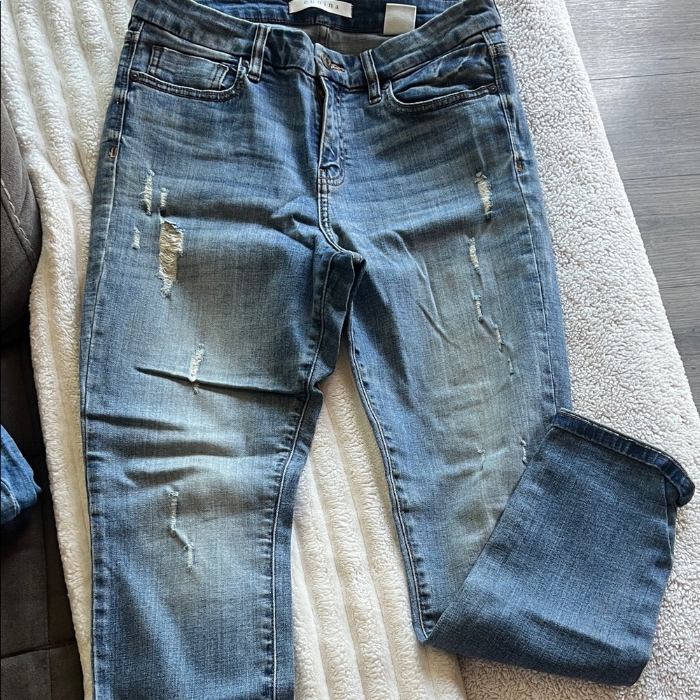 Eunina Light Blue Distressed Skinny Jeans